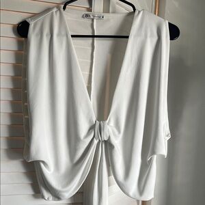 Zara Elegant White Knotted Blouse